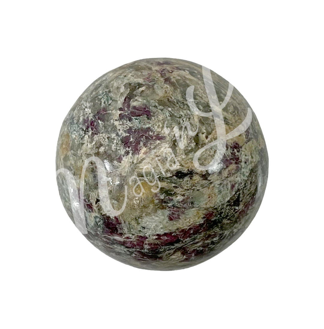 A sphere made of ruby zoisite flower.
