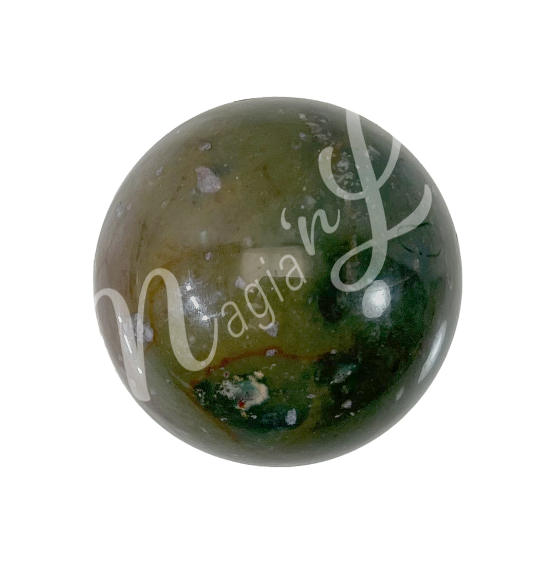 A sphere made of Bloodstone.