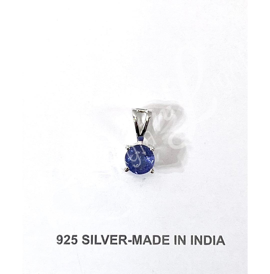 Sterling Silver Pendant Square Faceted Tanzanite 0.5"L