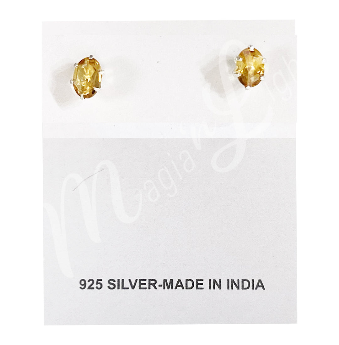Pendientes de Plata Esterlina con Citrina Ovalada y Facetada 0,25"
