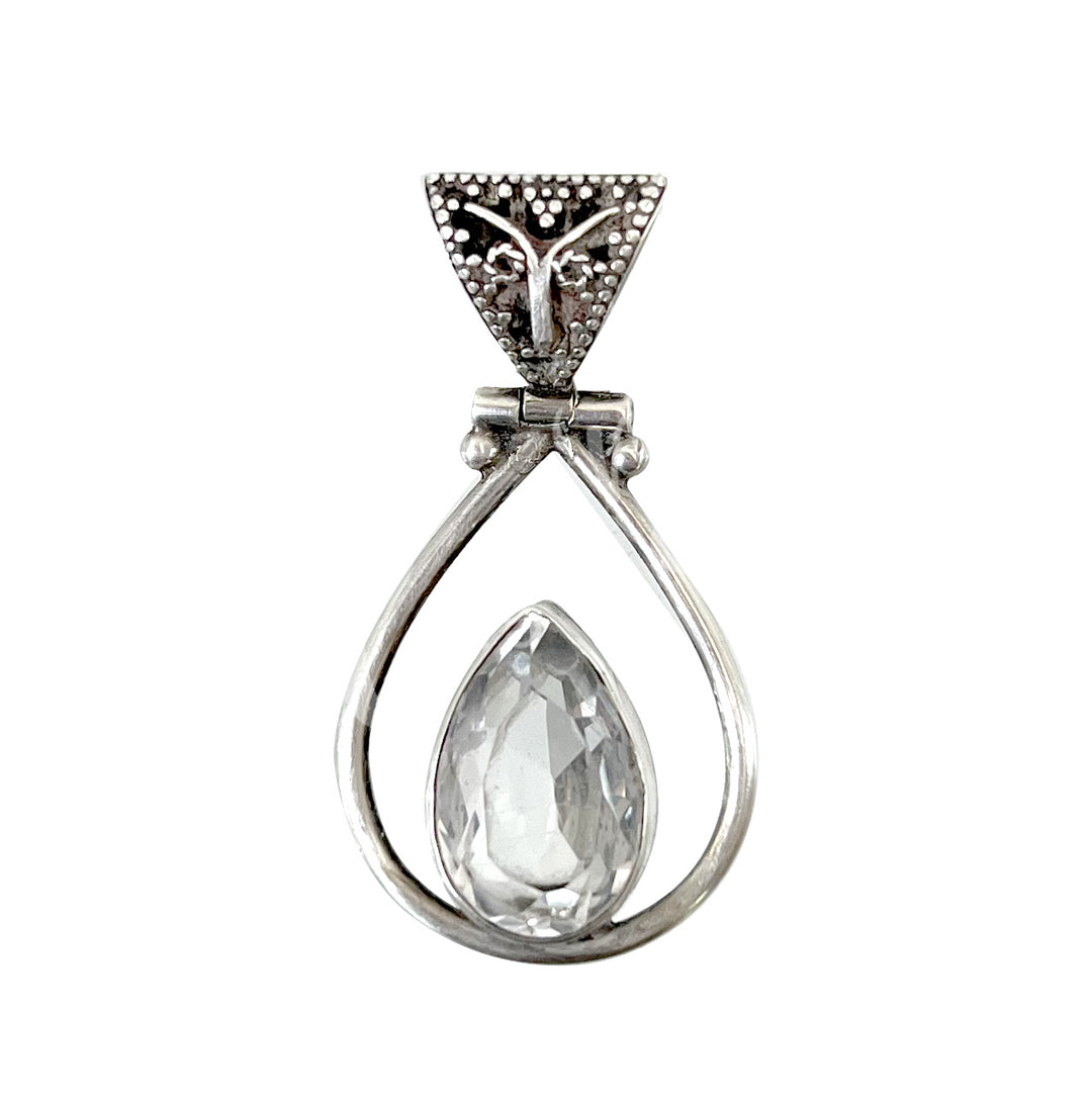 Colgante de Plata Esterlina con Cuarzo Cristal 40mm