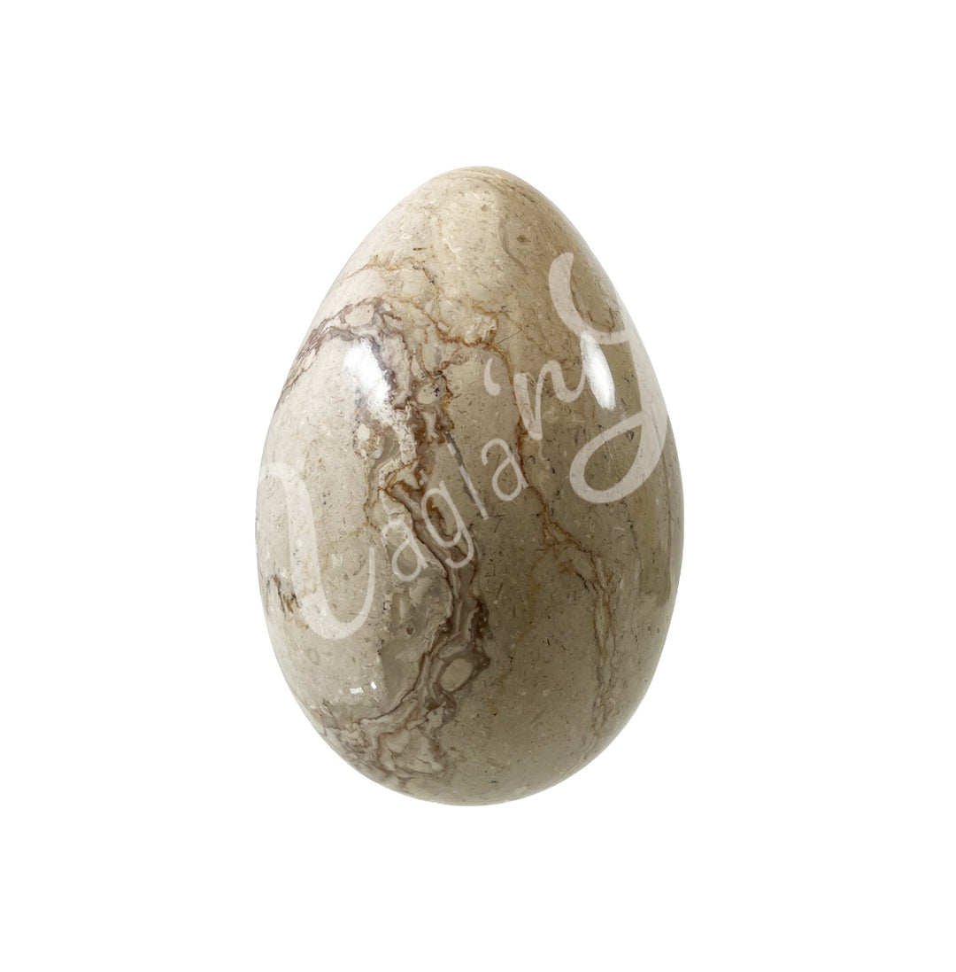 An egg-shaped piece made of Fancy Marble.