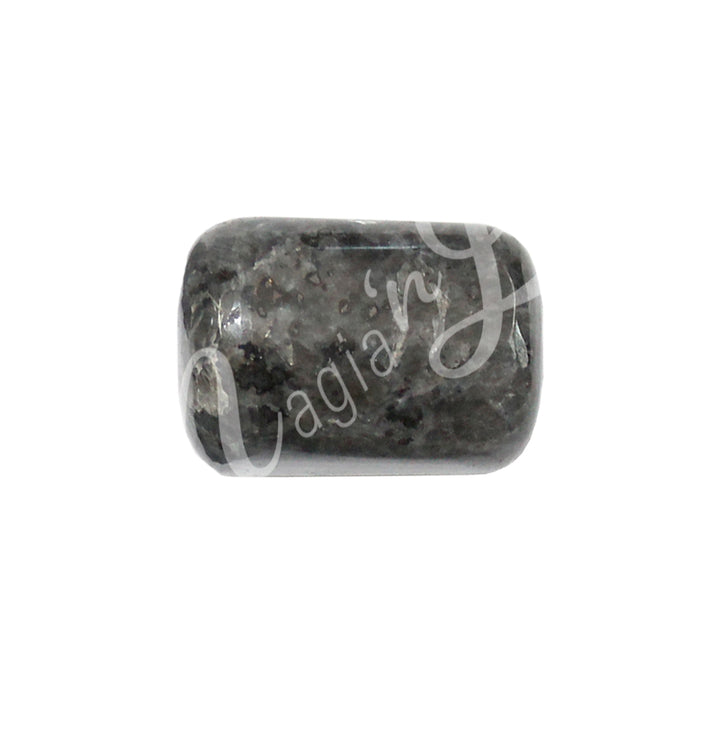 A polished tumbled stones in shades of gray.