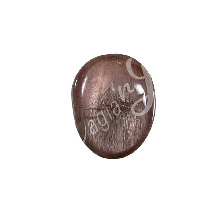 Polished tumbled stone with shades of purple-brown, showing natural patterns and a glossy surface.