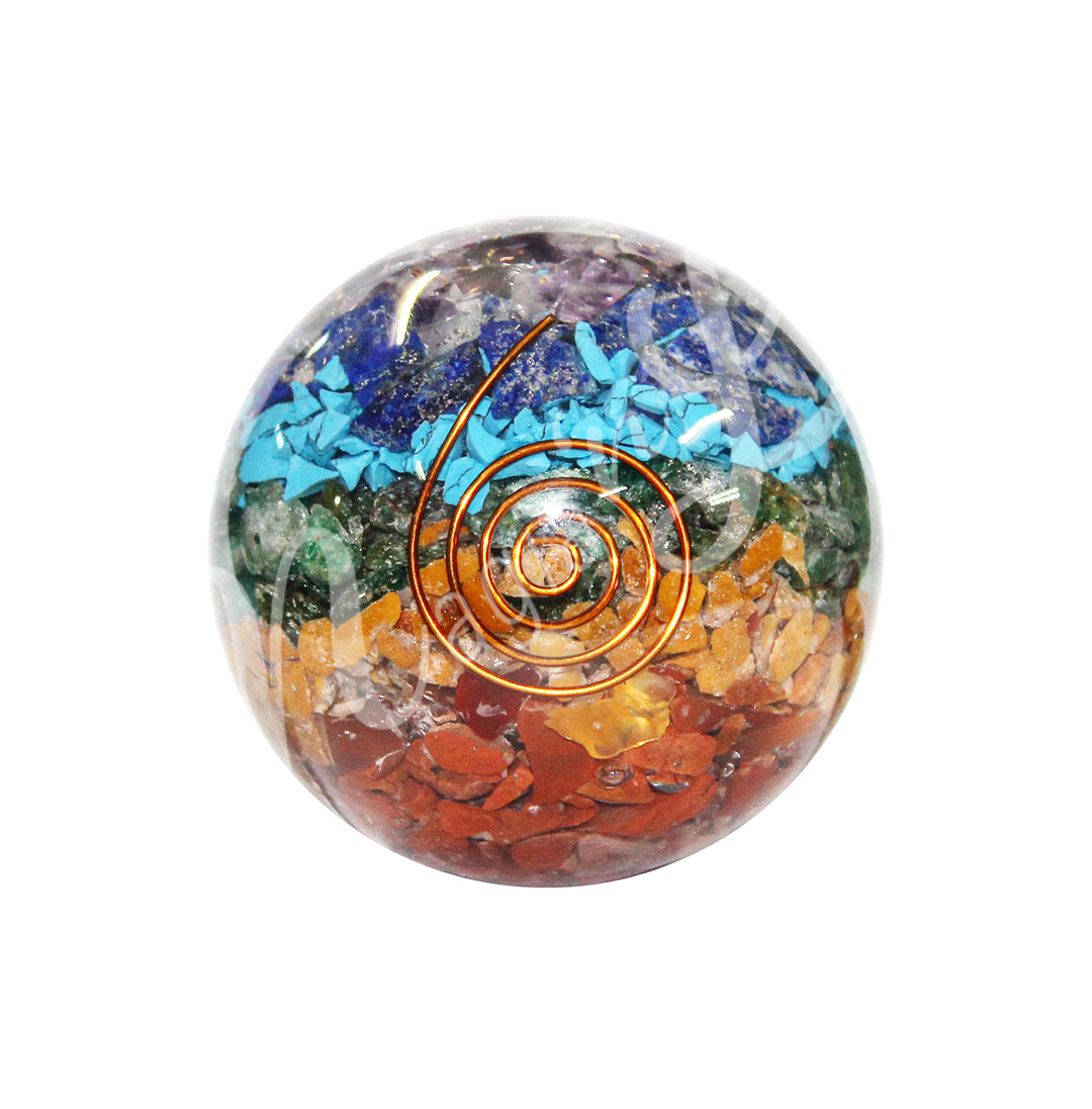Sphere Orgone Chakra Layer with Copper Spiral 2″