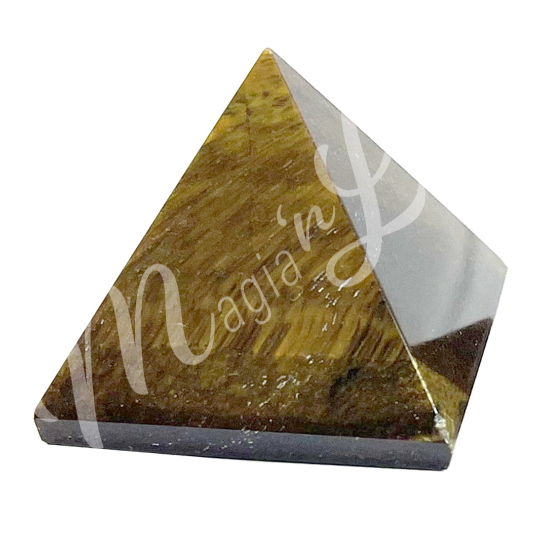 A four side pyramid made of Tiger Eye.