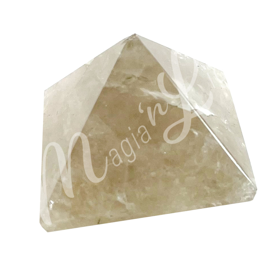 A four side pyramid made of Smoky Quartz.