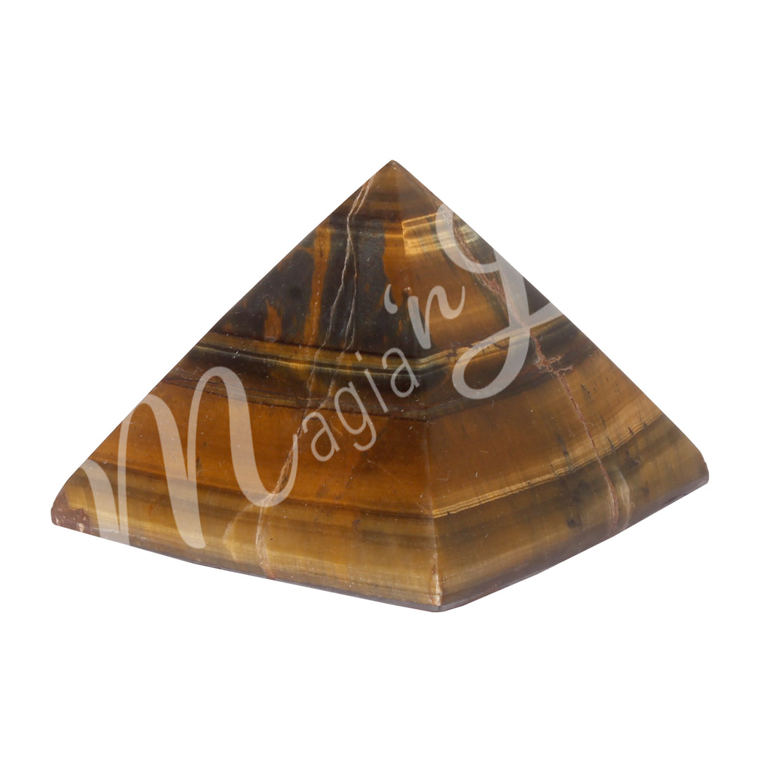 A four side pyramid made of Tiger Eye.