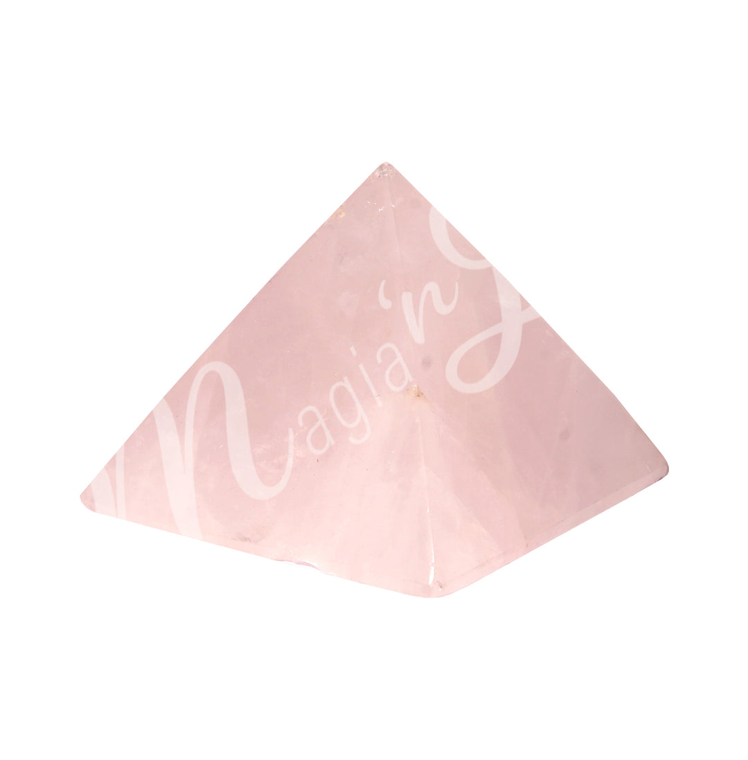 A four side pyramid made of Rose Quartz.