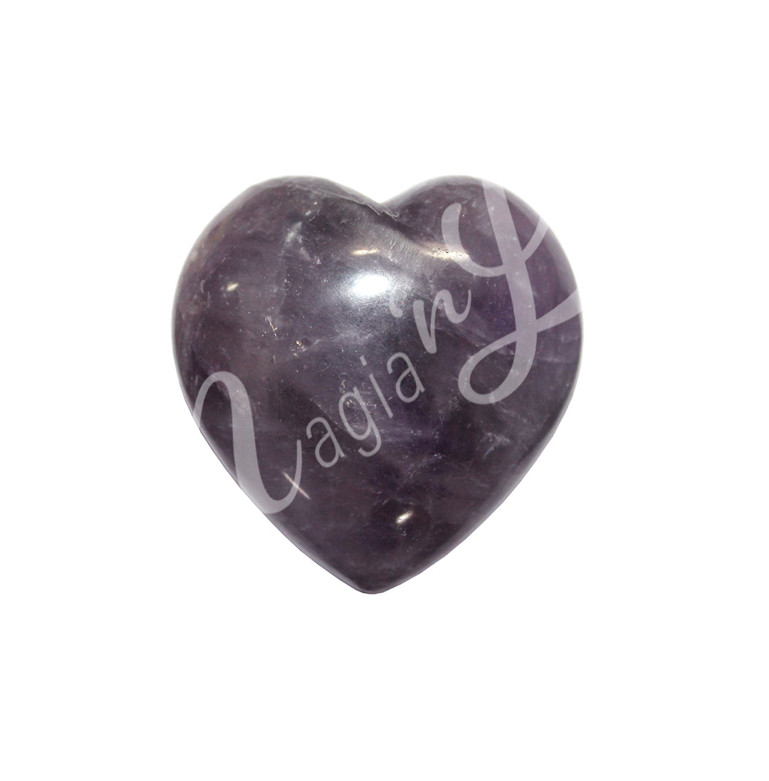Heart-shaped amethyst crystal.