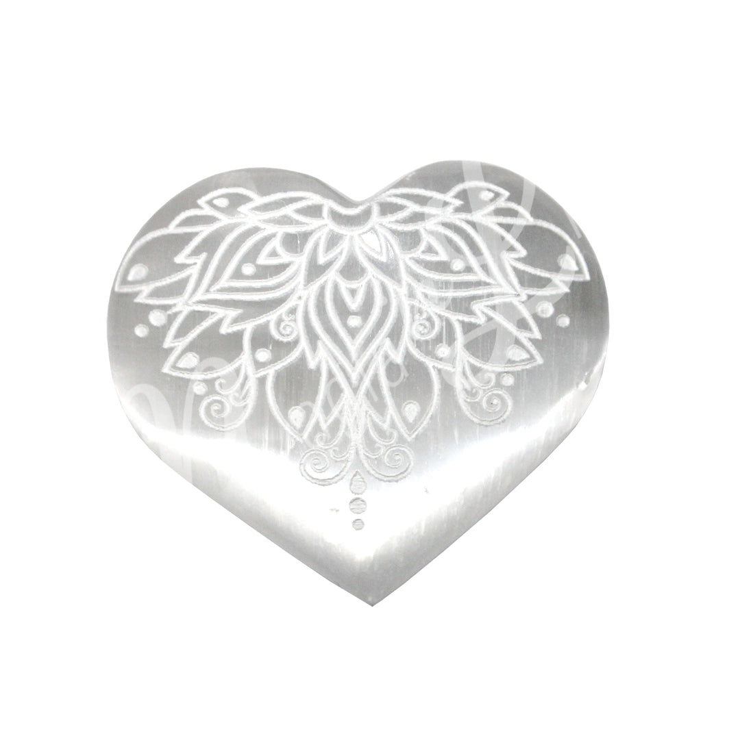 Corazón de Selenita Loto 3″