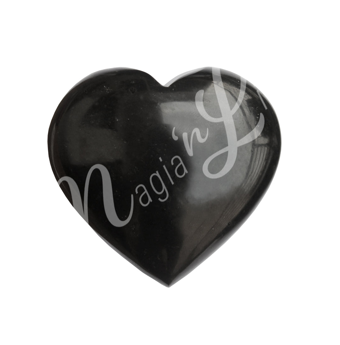 Heart-shaped black tourmaline crystal.