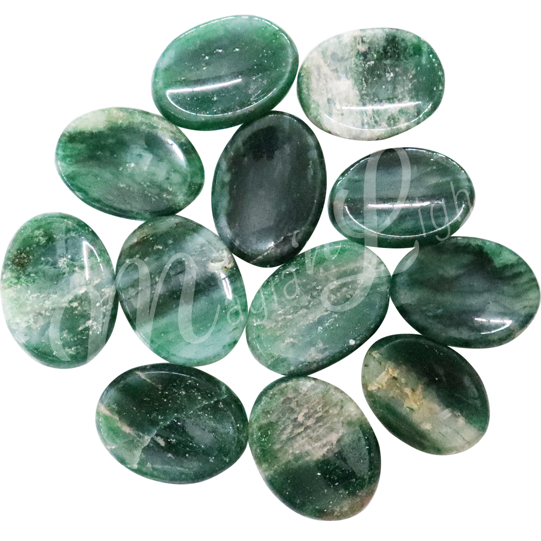 Worry Stone Green Aventurine with Quartz 1.5-1.75"