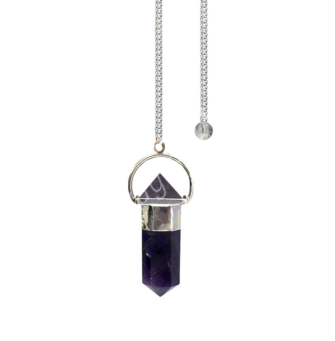 Pendulum Double Terminated Amethyst Point with Plain Chain 9"L