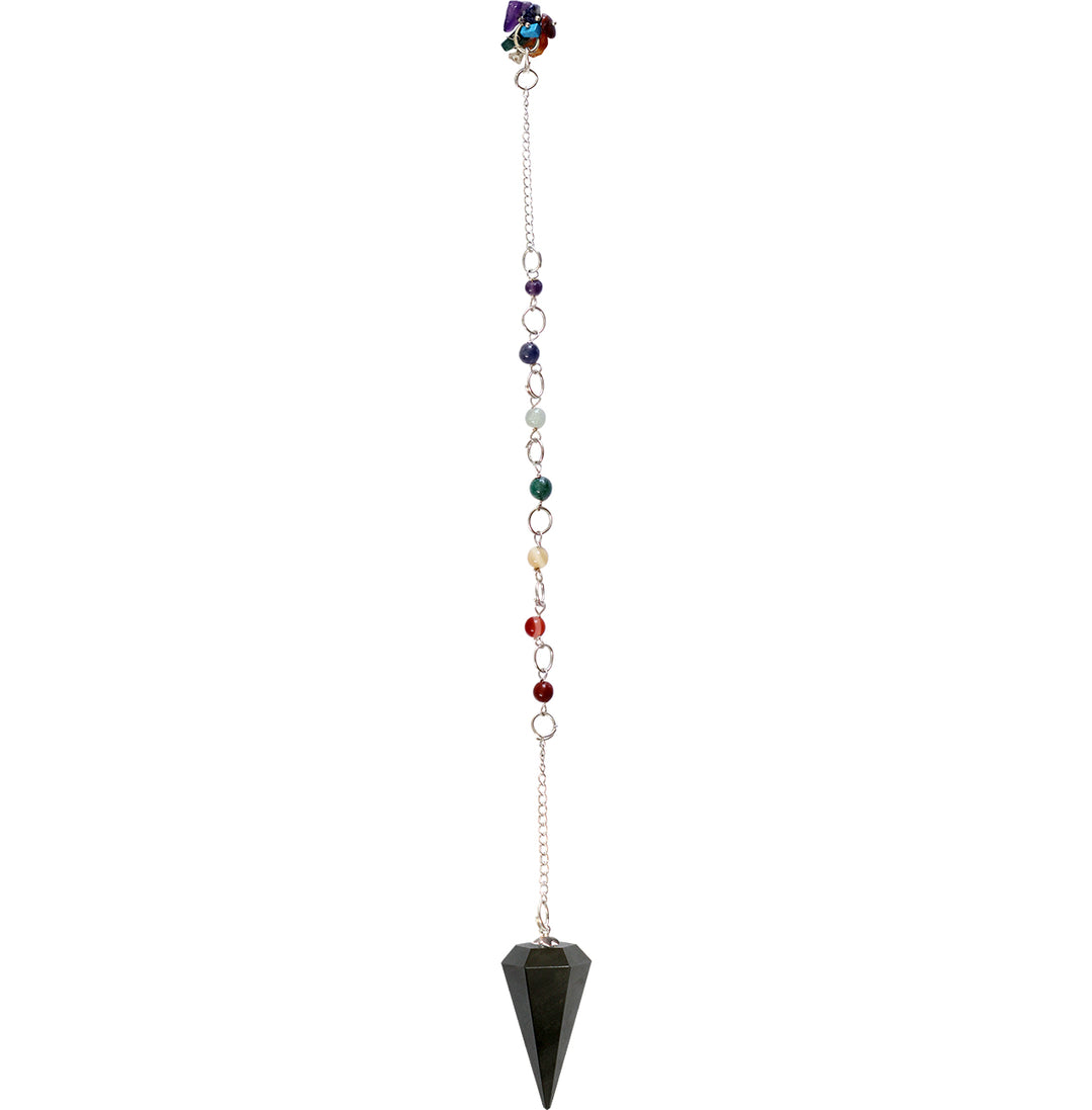 Pendulum Hexagonal Hematite with Chakra Chain 12.5″L