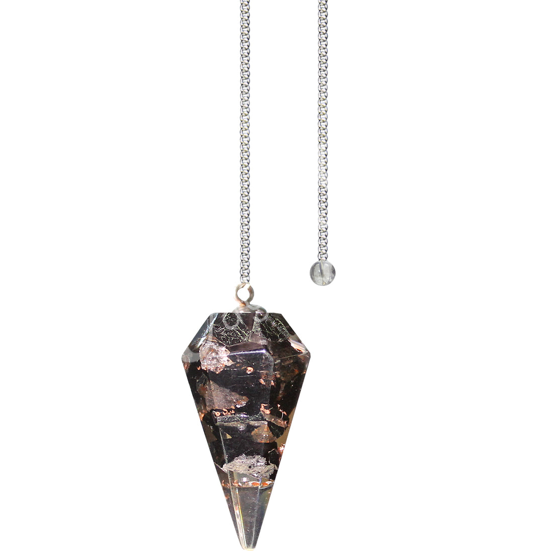 Pendulum Hexagonal Black Tourmaline in Orgone 9"L