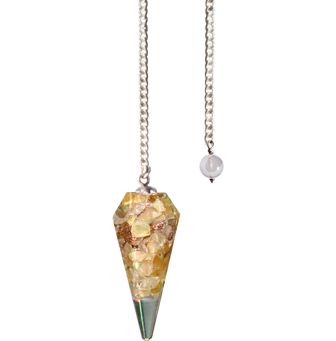 Pendulum Hexagonal Citrine in Orgone Point 9"L