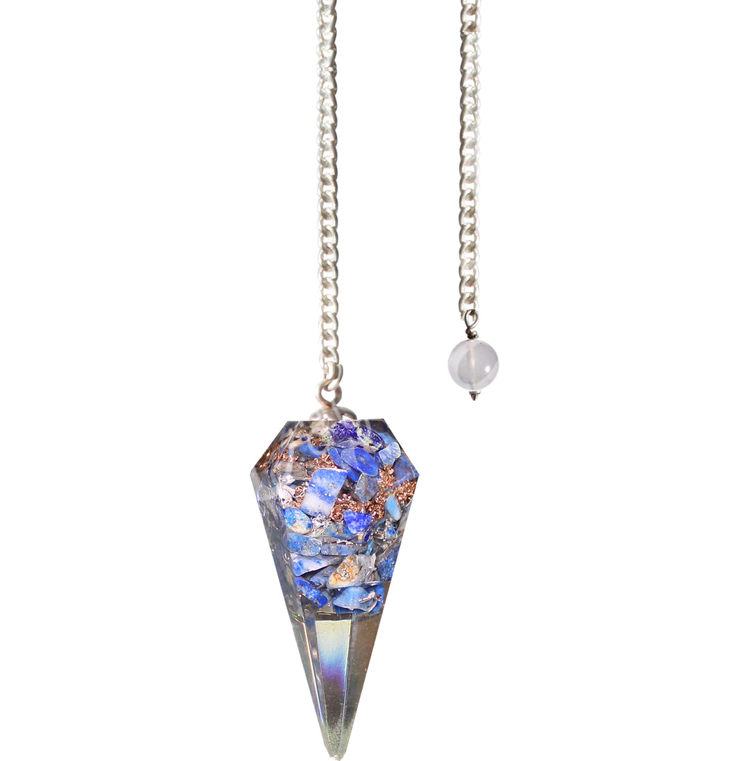 Pendulum Hexagonal Lapis Lazuli in Orgone Point 9"L