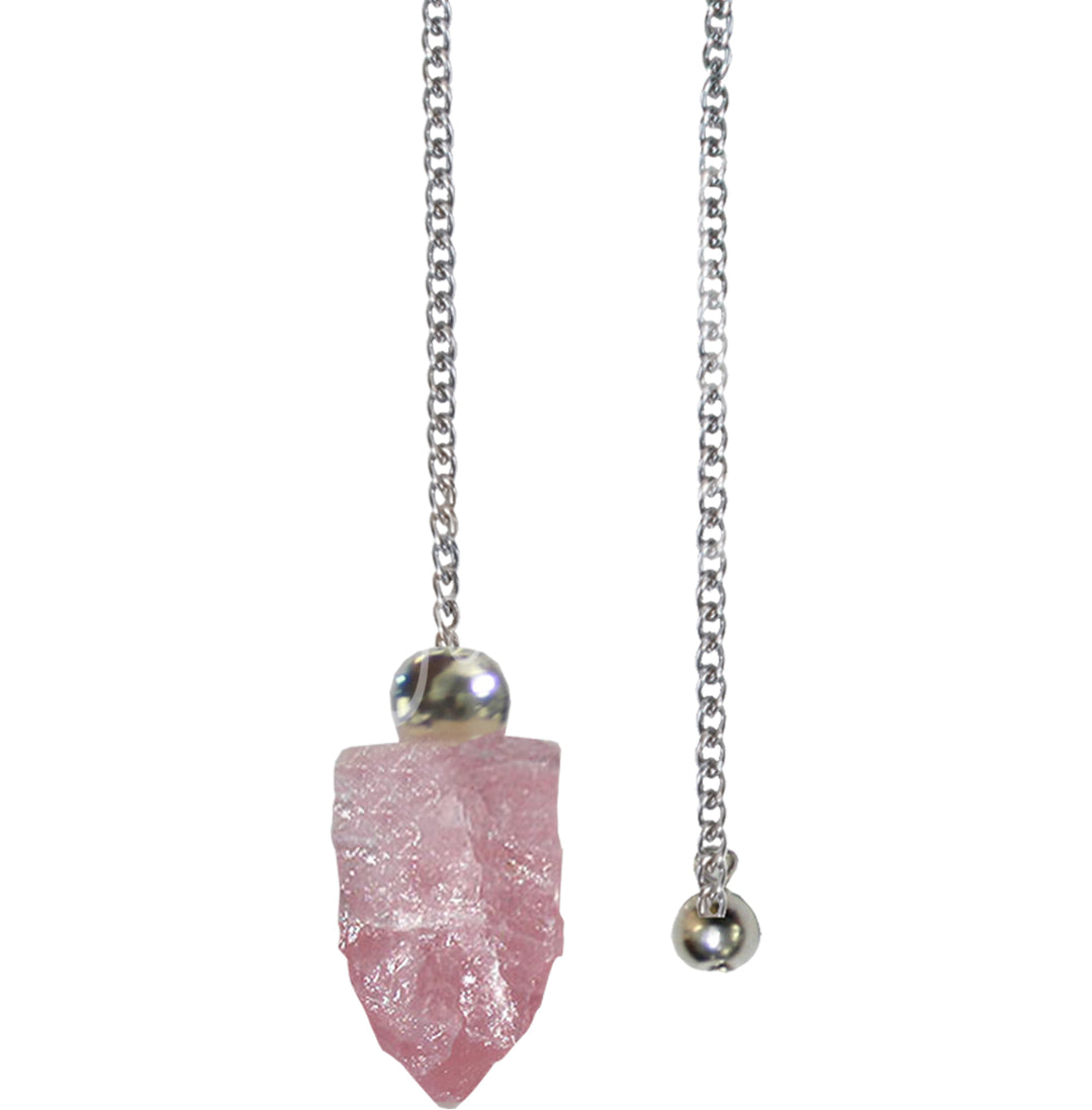 Pendulum Natural Rose Quartz Point with Plain Chain 9″L