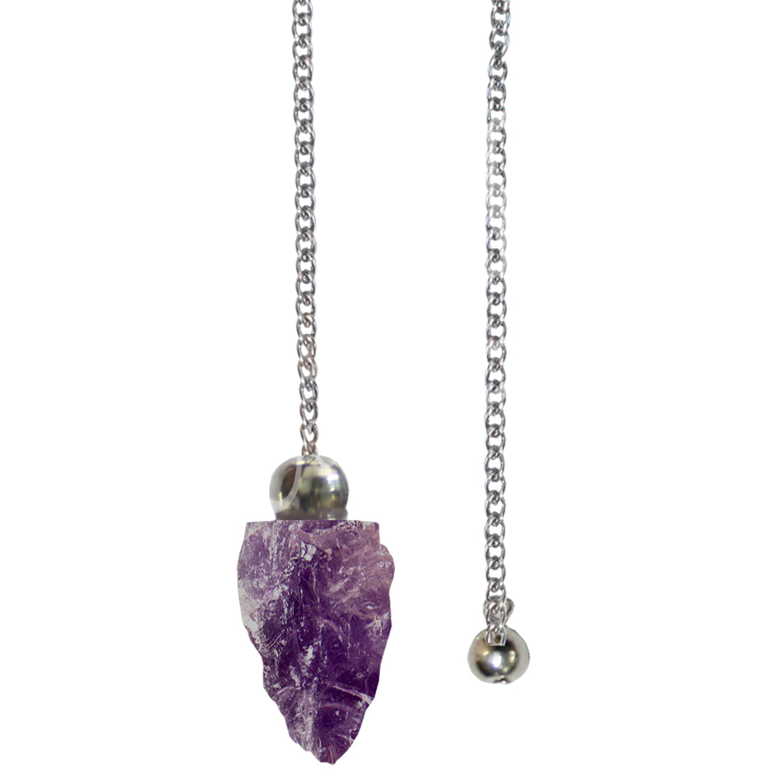Pendulum Natural Amethyst Point with Plain Chain 9″L