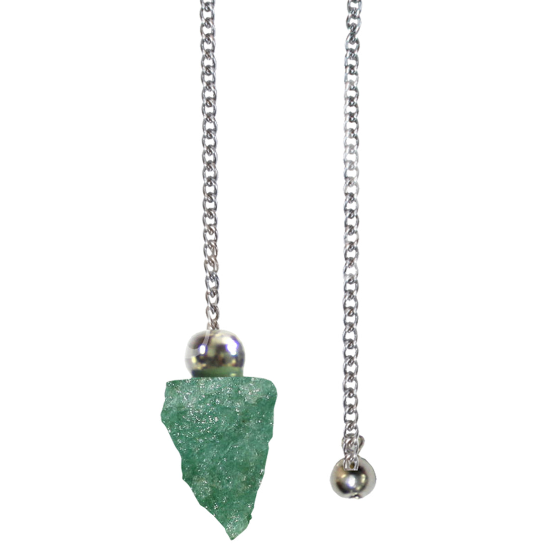 Pendulum Natural Green Aventurine Point with Plain Chain 9″L