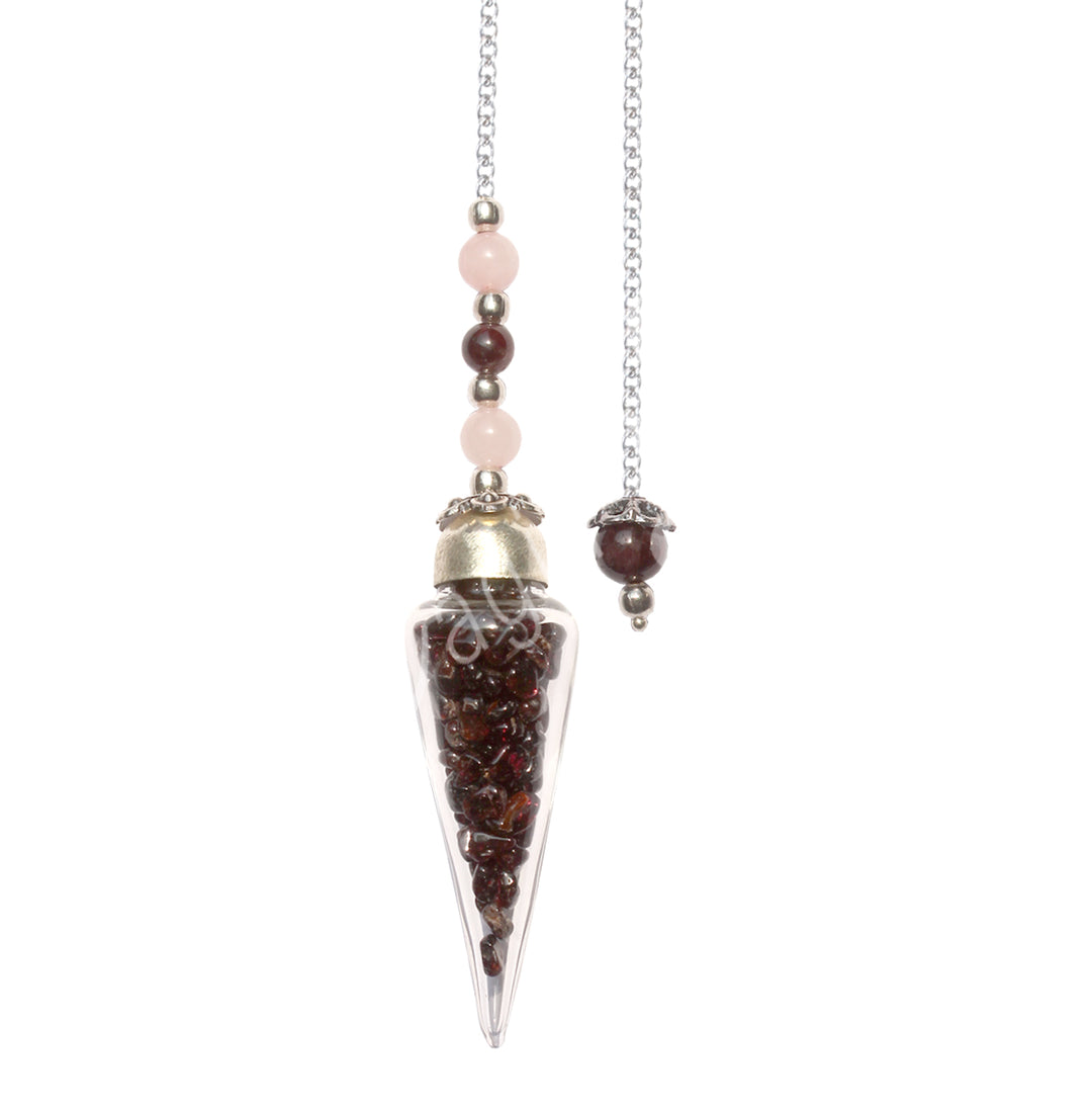 Pendulum Glass Teardrop Garnet Chips 11"L