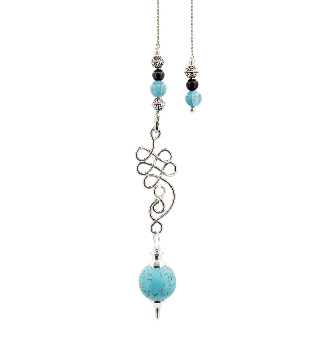 Pendulum Turquoise Ball Infinity Symbol Beaded Chain 13″L