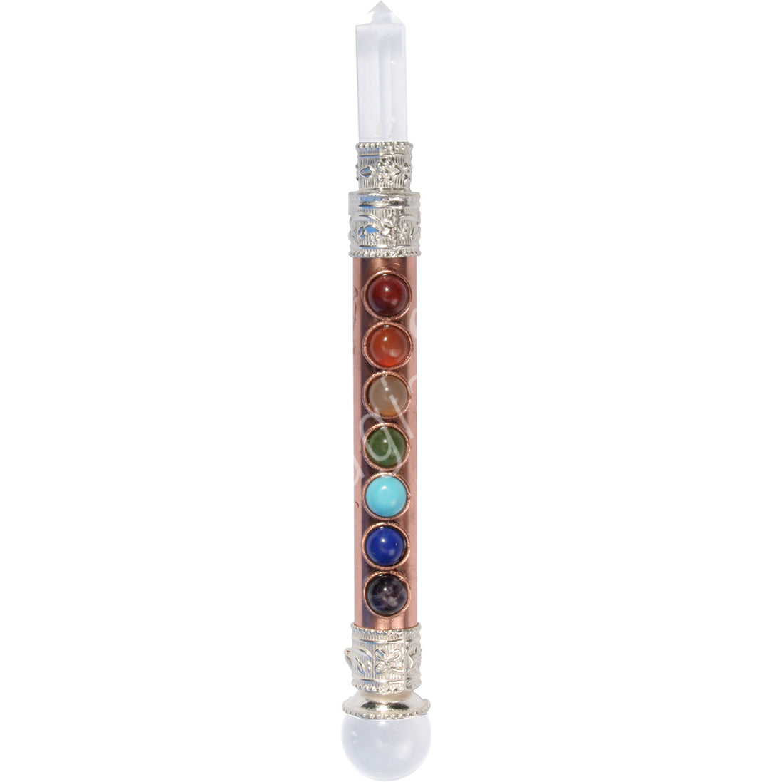 Varita Curativa de Cobre con Chakras 4,5"