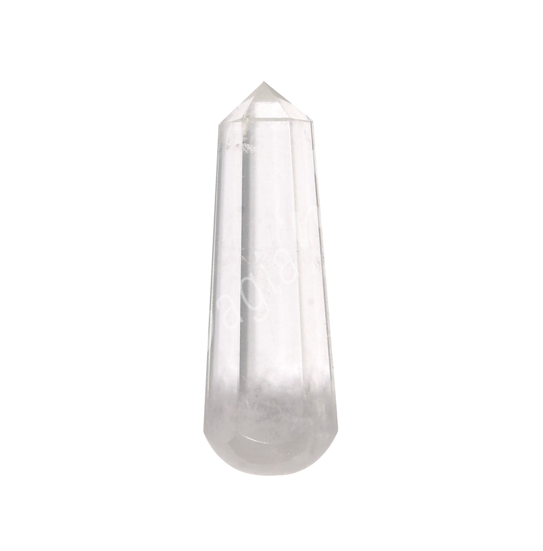 Polished crystal quartz massager with a pointed tip, ideal for energy healing, massage, or crystal therapy.
