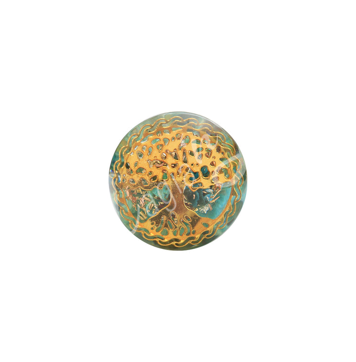 MASSAGER CHRYSOCOLLA ORGONE WITH TREE OF LIFE SMOOTH 4″L