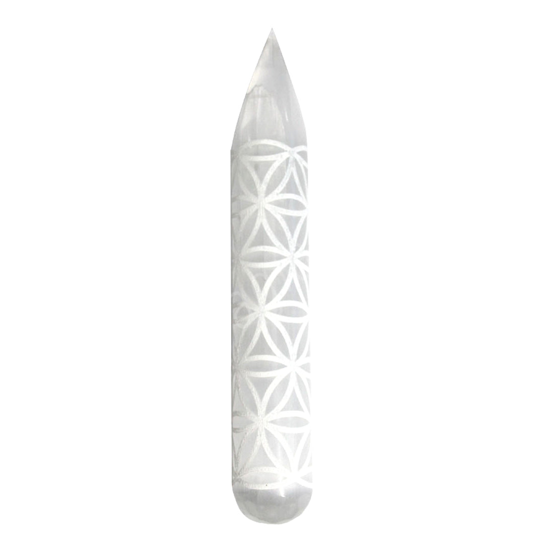 Massager Selenite Flower of Life Engraved