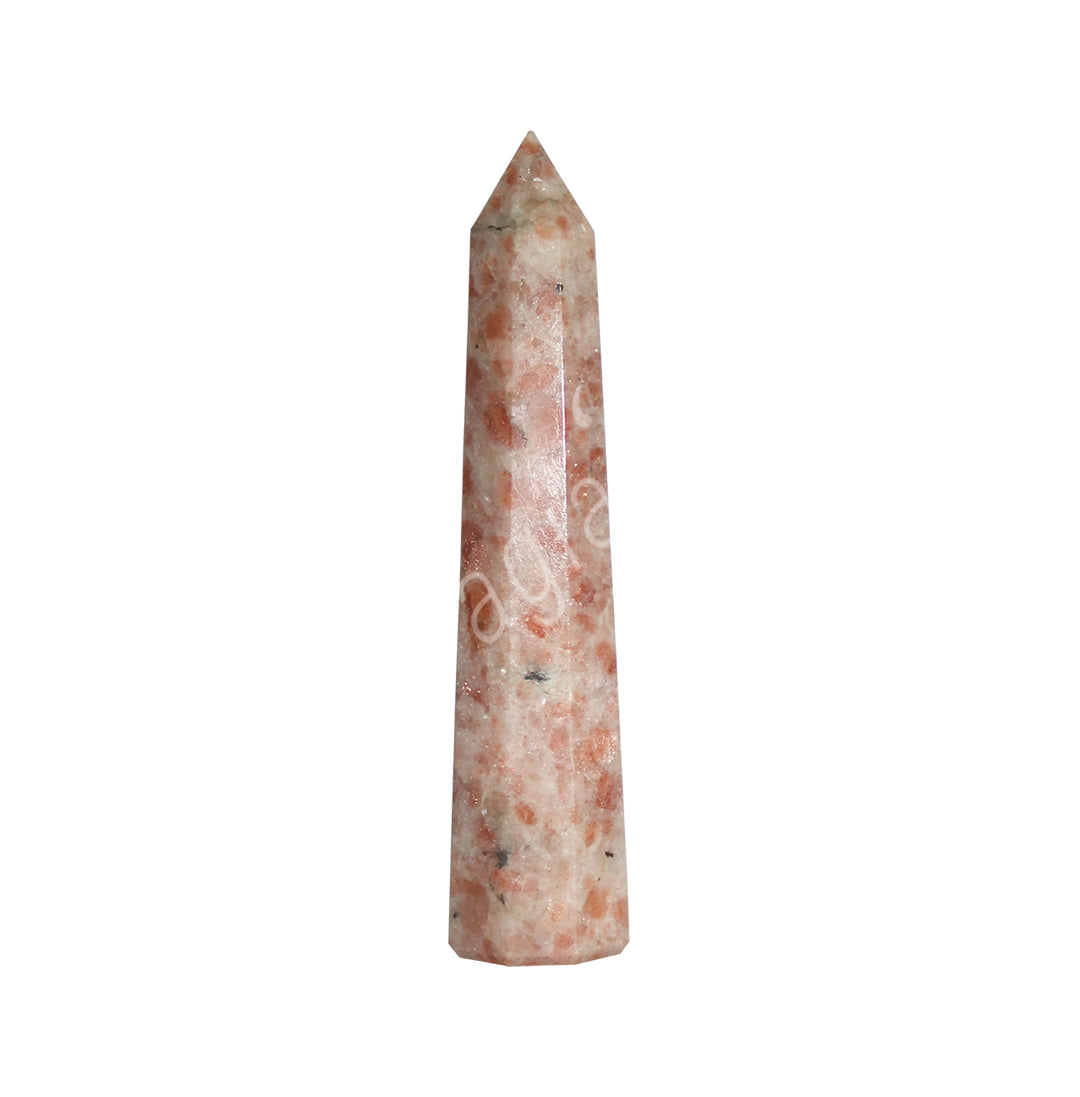 A pink and beige standing point with subtle white streaks along its smooth, polished surface.