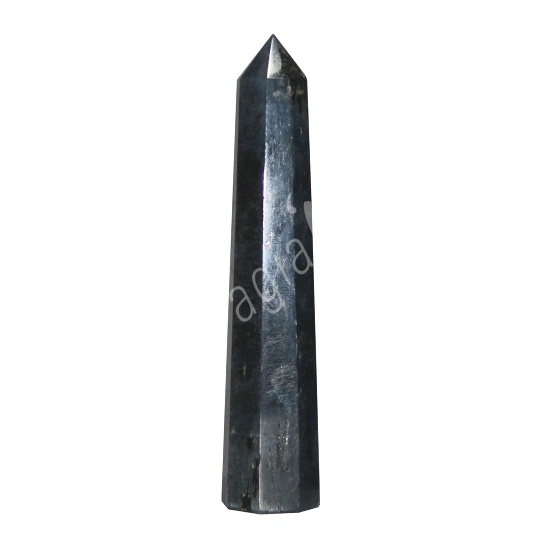 A dark blue standing point made of blue kyanite.