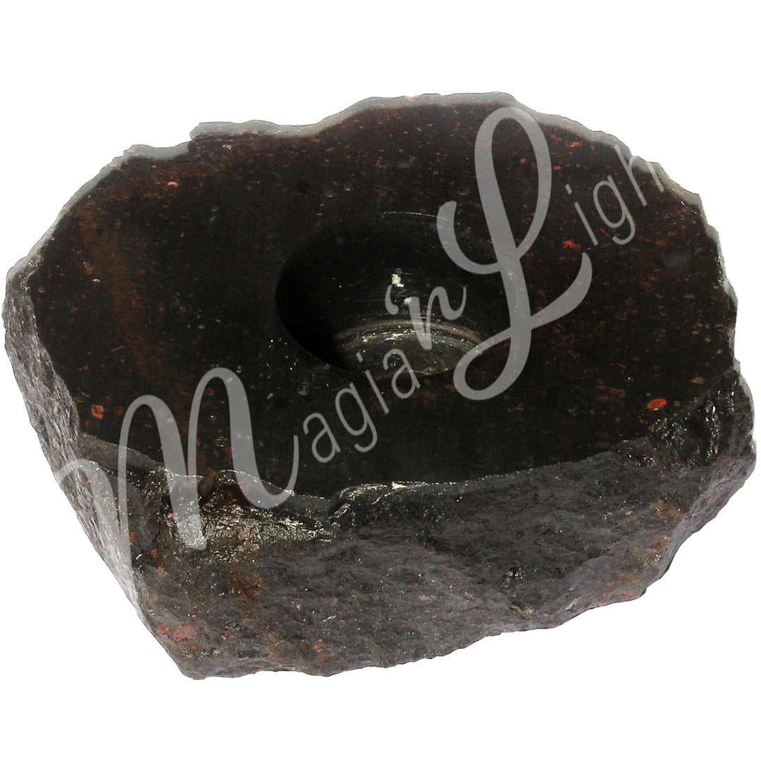 Tealight Holder Black Tourmaline Top Polished 4″