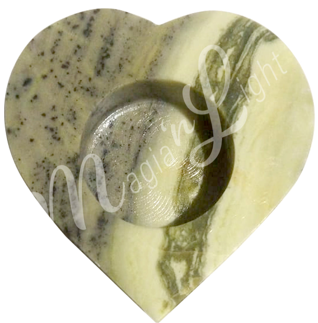 Tealight Holder Green Infinite Serpentine Heart 3 X 4″