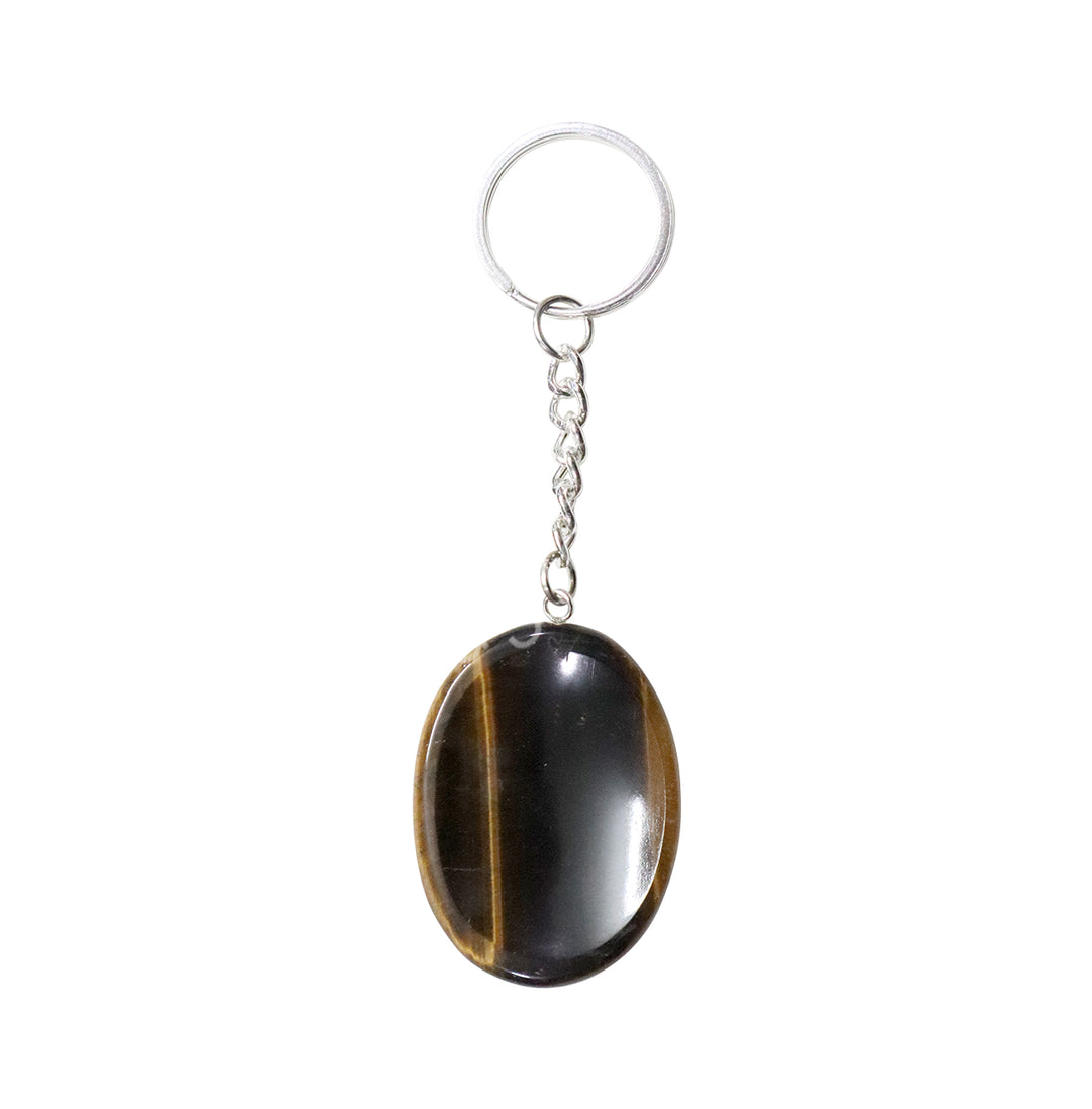 Keychain Worry Stone Tiger Eye 3.5"L