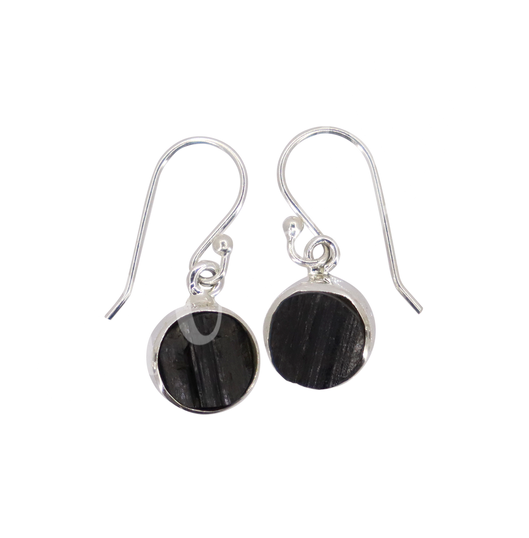Sterling Silver Earrings Black Tourmaline