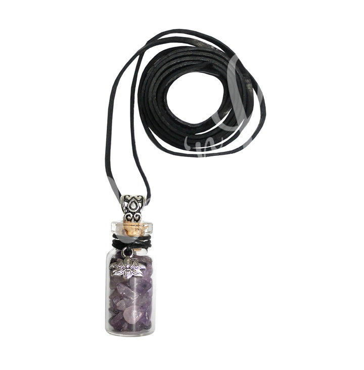 Collar de Chips de Amatista en Botella 1.5″