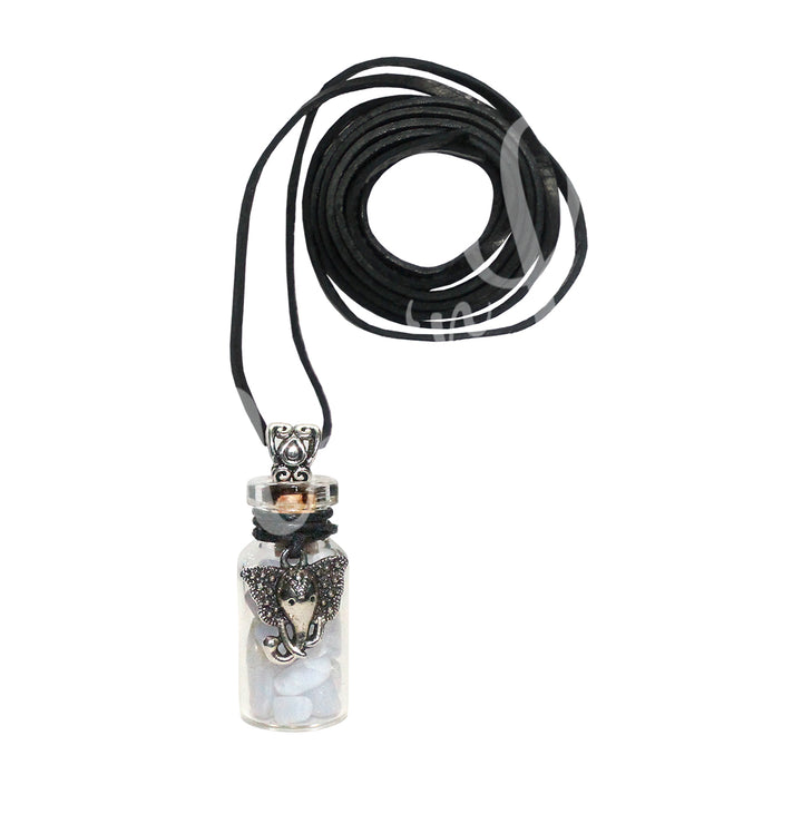 Collar de Chips de Ágata de Encaje Azul en Botella 1,5″