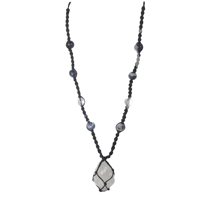Collar de Cordón de Cuentas de Cuarzo Cristal para Limpiar Negatividad 14-30"
