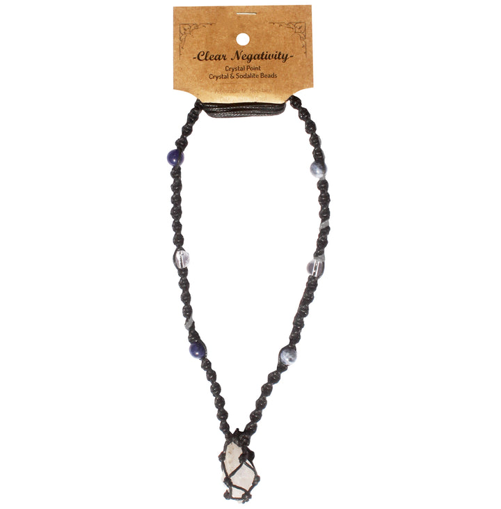 Collar de Cordón de Cuentas de Cuarzo Cristal para Limpiar Negatividad 14-30"