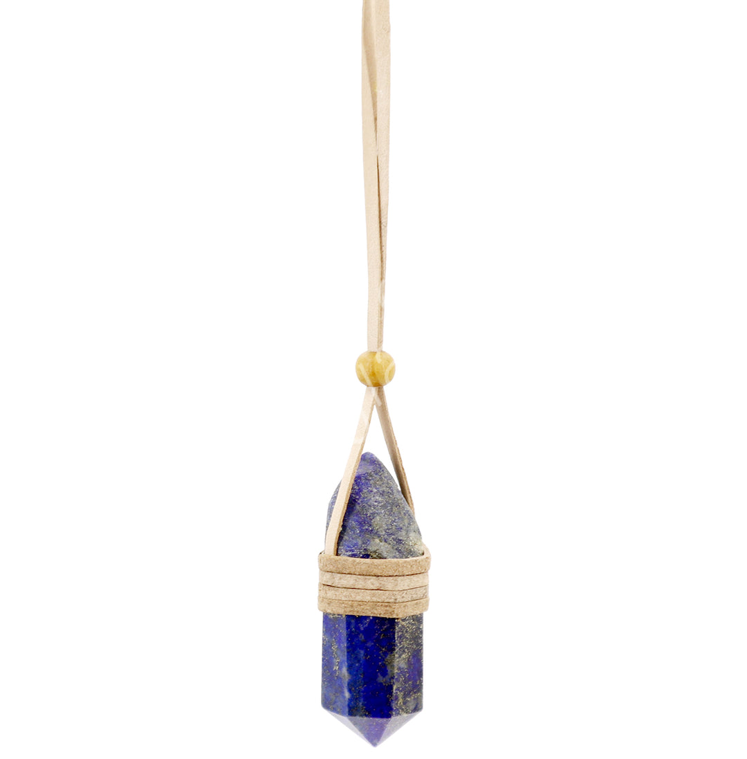 Necklace Point Lapis Lazuli Wrapped 28″L