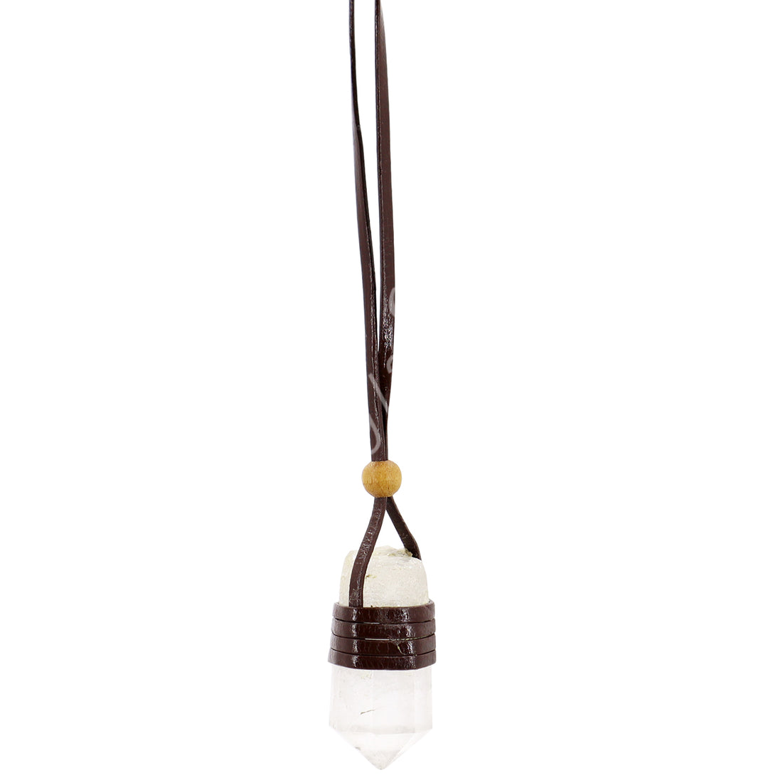 Necklace Point Crystal Quartz Wrapped 28"L