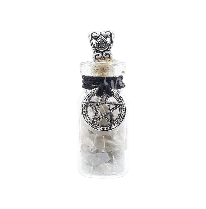Collar de Chips de Piedra Luna Negra en Botella 1,5″