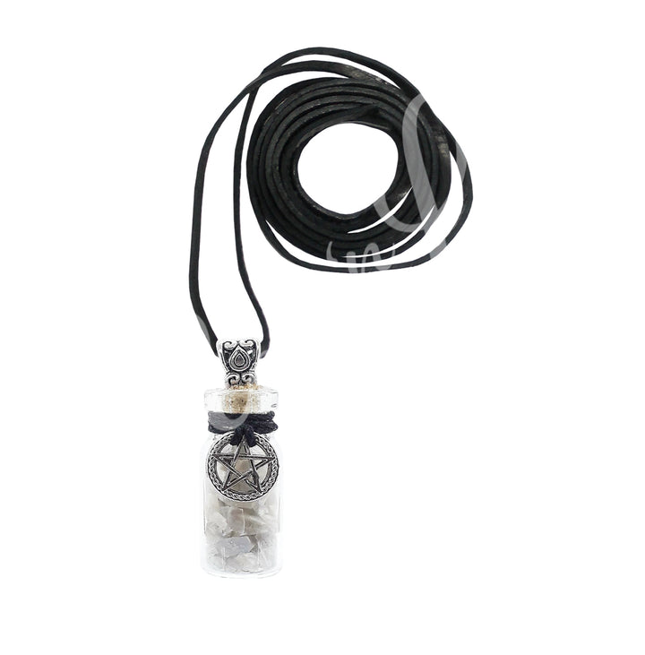 Collar de Chips de Piedra Luna Negra en Botella 1,5″