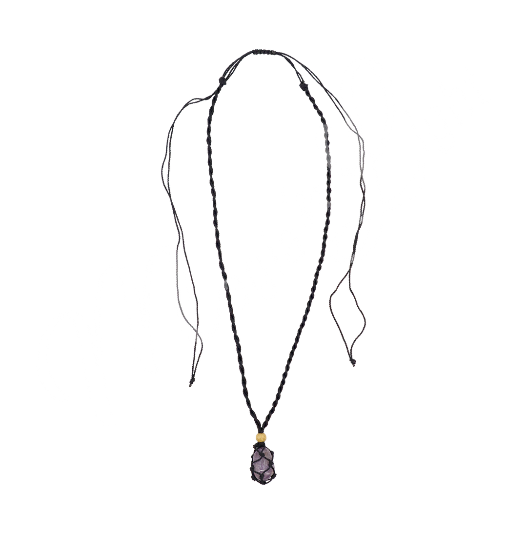 Necklace Lepidolite Tumbled Stone in Net