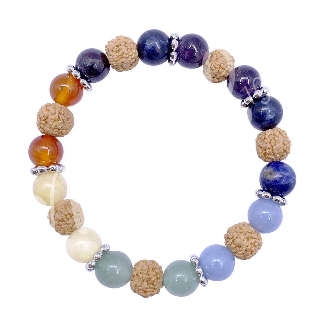 Bracelet Chakra & Rudraksha (8-8.5mm) 7.15-7.25"