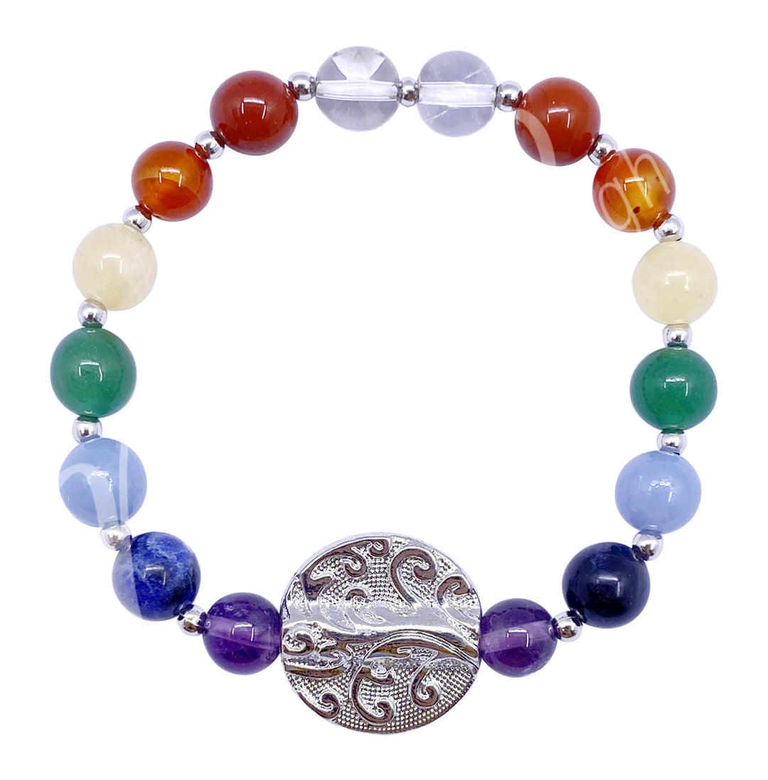 Bracelet Chakra w Tree of Life Charm (8-8.5mm) 7.15-7.25"
