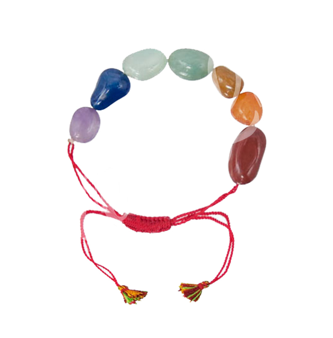 Bracelet Adjustable Tumbled Stones Chakras (7-10mm) 6.75-8"
