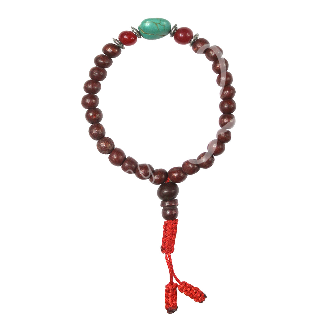 Bracelet Rosewood with Turquoise Nugget (7mm) 8"